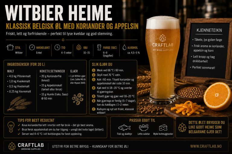 Witbier heime – klassisk belgisk øl med koriander og appelsin