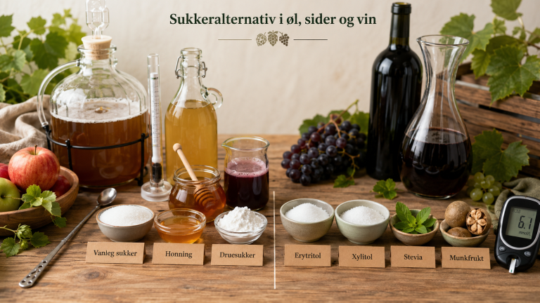 Sukkeralternativ for heimebrygging av øl, sider og vin